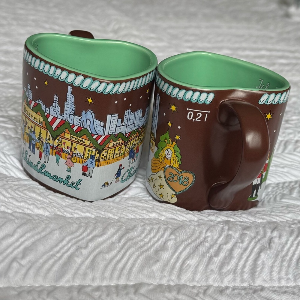 Vintage Christkindlmarket 2018 Chicago Collectible Mug Green Heart Shaped - Picture 4 of 5